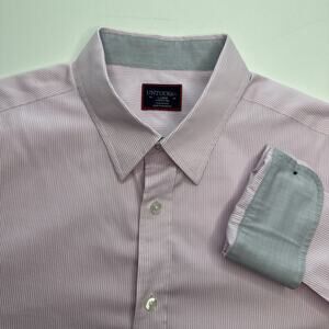 Untuckit Shirt Mens Large Pink White Pin Stripe Button Up Long Sleeve Cotton